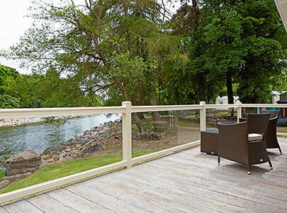 AB Sundecks Picket Glass on decking overlooking the river