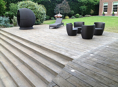AB Sundecks Decking and Steps. Showing built in lighting
